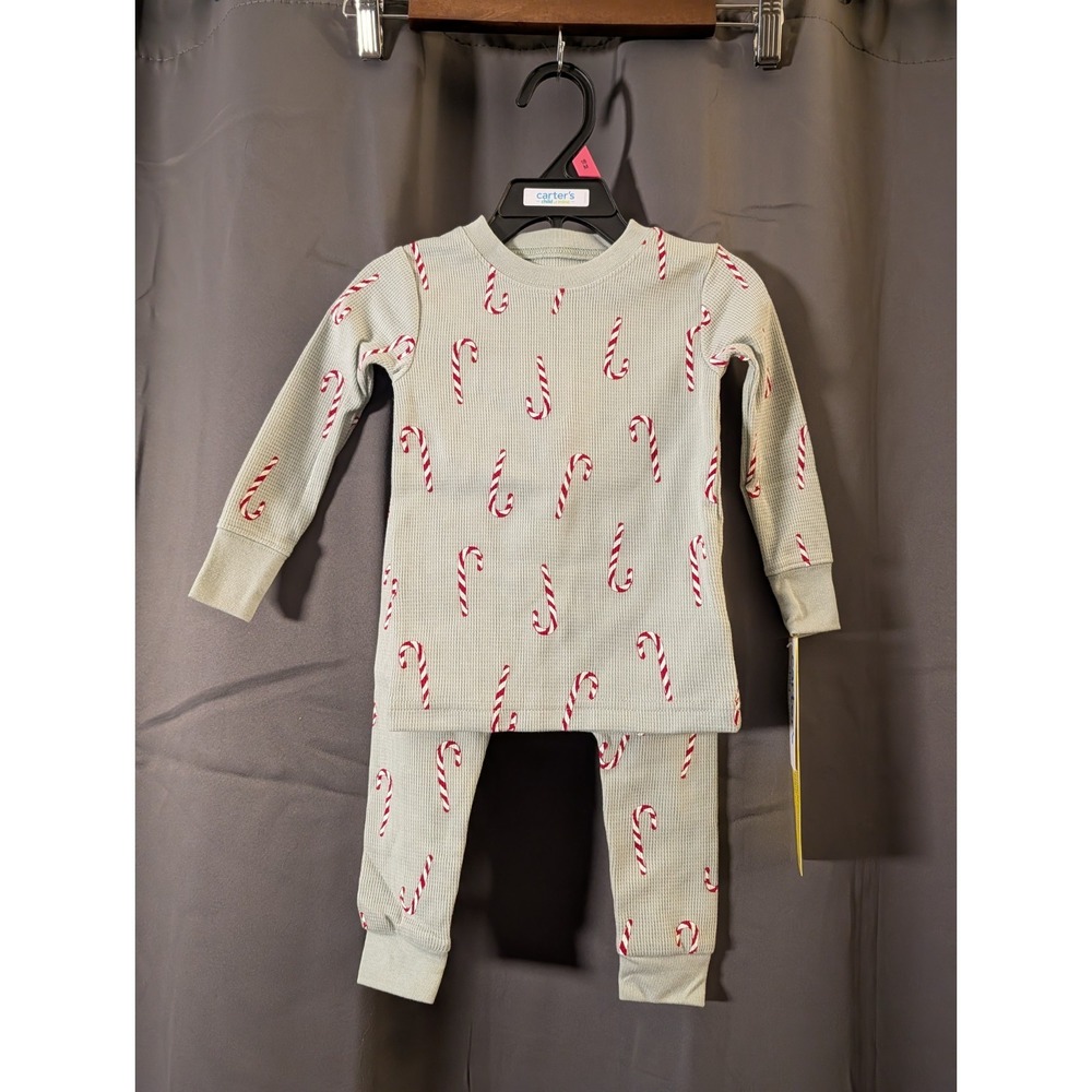 Carter's Child of Mine Baby and Toddler Holiday Pajamas Set 18M Candy Cane Green